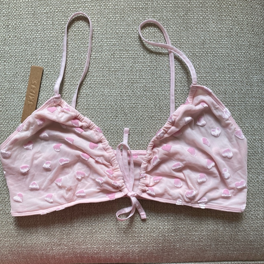 SKIMS Sheer Velvet Light Pink Heart Bralette